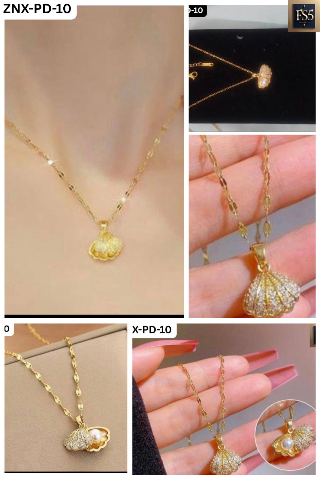 Gold Seashell Pendant Necklace – Pearl Accent & Elegant Design